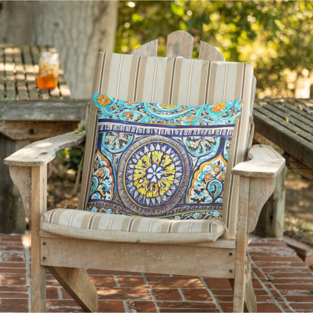 Cojín De Exterior Patio floral de mallica española romana (Silla)