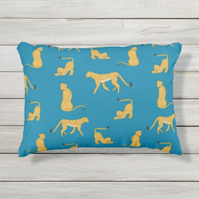 Cojín De Exterior Patrón animal adorable tigre chita tigre azul (Anverso)