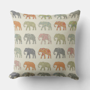 Cojín De Exterior Patrón animal elefante colorido