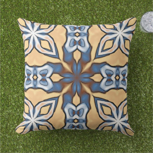 Cojín De Exterior Patrón de arte de azulejos boho mediterráneo marro