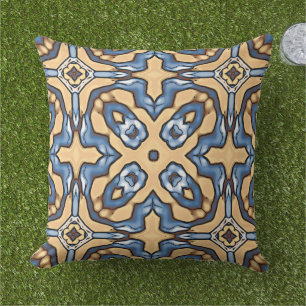Cojín De Exterior Patrón de arte de azulejos boho mediterráneo marro