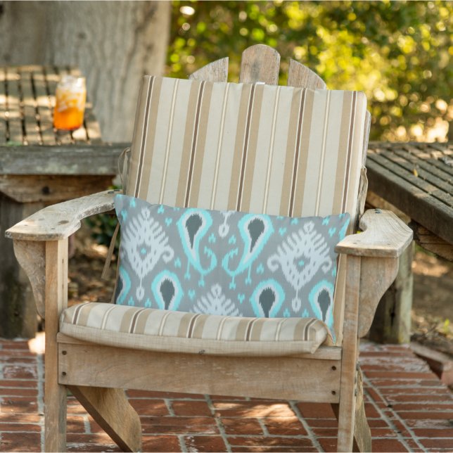 Cojín De Exterior Patrón de arte tribal de la turquesa de Aqua Turqu (Silla)