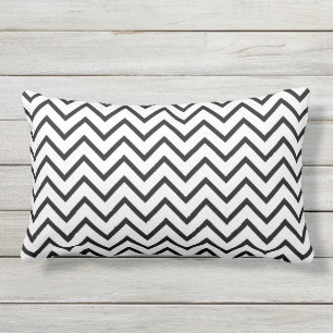 Cojín De Exterior Patrón de Chevron Zigzag Blanco Negro Moderno para
