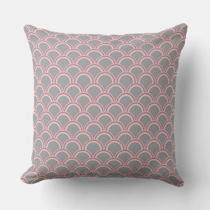 Cojín De Exterior Patrón de concha moderno rosa y gris