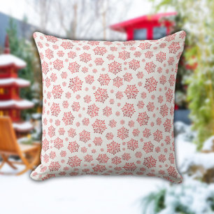Cojín De Exterior Patrón de copo de nieve rojo