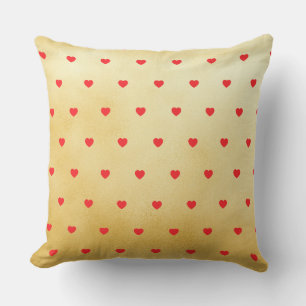 Cojín De Exterior Patrón de corazón de amor rojo y dorado
