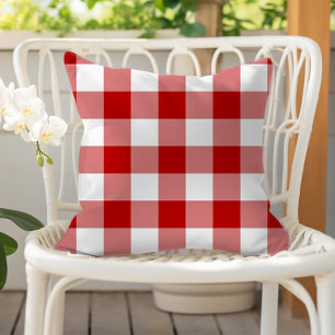 Cojín De Exterior Patrón de cuadros escoceses de gingham rojo y blan