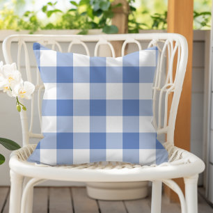 Cojín De Exterior Patrón de cuadros gingham azul de aciano