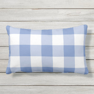 Cojín De Exterior Patrón de cuadros gingham azul de aciano