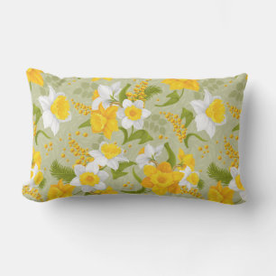 Cojín De Exterior Patrón De Daffodils Amarillos Y Blancos Mezclados