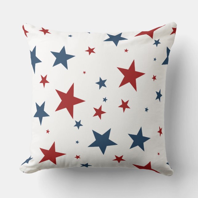 Cojín De Exterior Patrón de estrella azul rojo patriótico (Anverso)