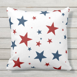 Cojín De Exterior Patrón de estrella azul rojo patriótico