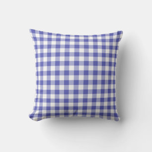 Cojín De Exterior Patrón de Gingham azul y blanco verificado