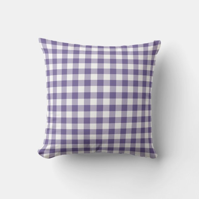 Cojín De Exterior Patrón de Gingham púrpura ultra violeta verificado (Anverso)