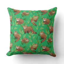 Patrón de hojas de bambú y pandas rojas