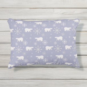Cojín De Exterior Patrón de navidades con osos polares y copos de ni