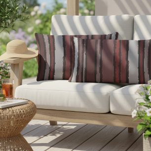 Cojín De Exterior Patrón de rayas de malla griega borgoñona