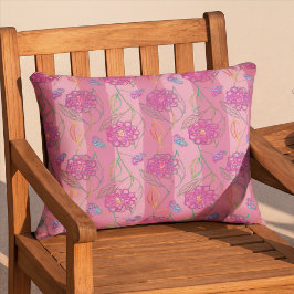 Cojín De Exterior Patrón de rayas rosadas florales y cúrgenes