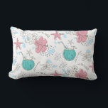 Cojín De Exterior Patrón de Starfish Tropical y Cocktails de Coco<br><div class="desc">Patrón inspirado en las vacaciones tropicales en verde azulado y rosa.</div>