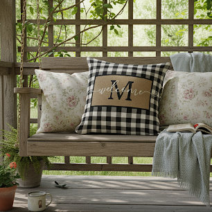 Cojín De Exterior Patrón de Tartán de Cuadro de Buffalo Blanco Perso