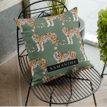 Cojín De Exterior Patrón de tigres de acuarela verde tropical con no<br><div class="desc">"Adúmbrense en la elegancia salvaje de la naturaleza con nuestro patrón de tigres de acuarela verde tropical. Cada elemento con este diseño cautivador encapsula el espíritu vibrante de la jungla, mezclando exuberante vegetación con la majestuosa presencia de tigres. Ya sea que esté decorando sus necesidades diarias o mejorando la decoración...</div>