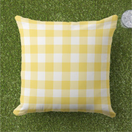 Cojín De Exterior Patrón de trenzado de Gingham amarillo y blanco