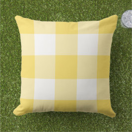Cojín De Exterior Patrón de trenzado de Gingham amarillo y blanco