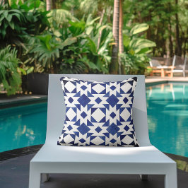 Cojín De Exterior Patrón de verano blanco azul