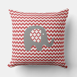 Cojín De Exterior Patrón Elefante Red Chevron Stripe Pillow