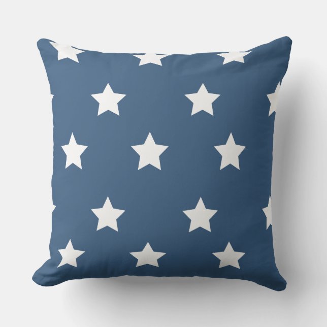 Cojín De Exterior Patrón Estrella azul y blanca Estrella patriótica  (Anverso)