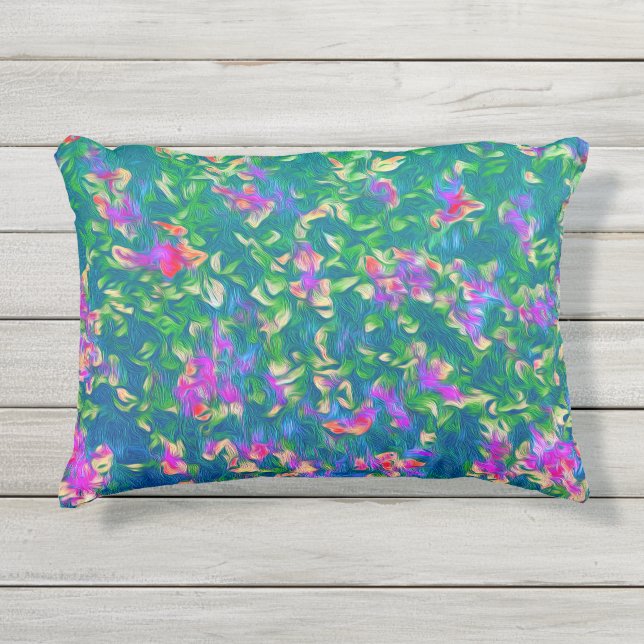 Cojín De Exterior Patrón floral brillante multicolor (Anverso)