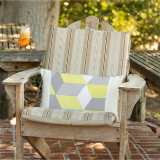 Cojín De Exterior Patrón geométrico moderno amarillo y gris