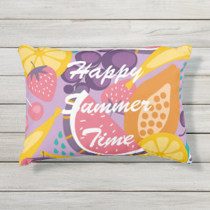 Cojín De Exterior Patrón lindo de frutos mixtos l Fondo púrpura