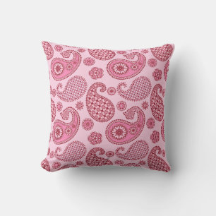 Cojín De Exterior Patrón paisley, tonos claros y rosa profundo