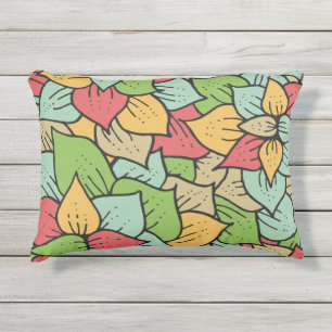 Cojín De Exterior Patrón retro hoja botánica rosa verde lindo