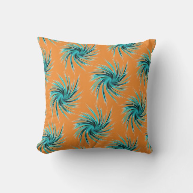 Cojín De Exterior Patrón Swirl - Verde azulado Naranja Azul Verde Am (Anverso)