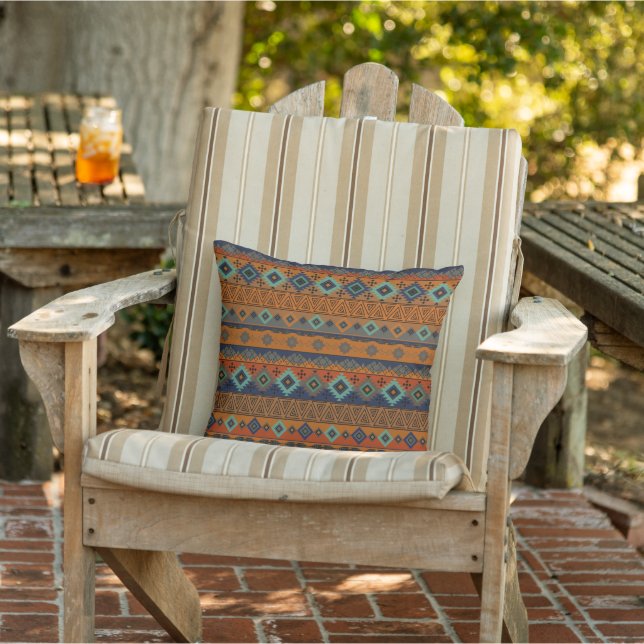 Cojín De Exterior patrón tribal azteca. (Silla)