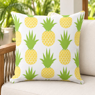Cojín De Exterior Patrón Tropical de Piña Amarillo Verde