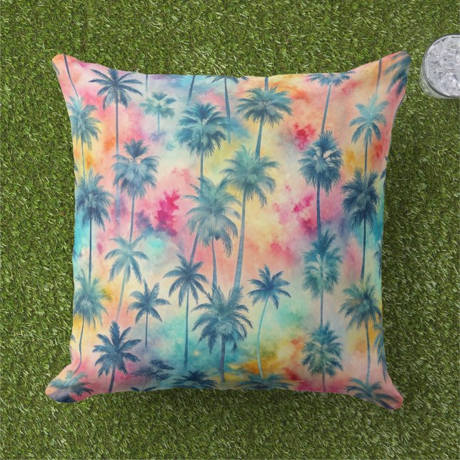Cojín De Exterior Pattern Tie Dye Palms  (Césped)