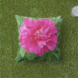 Cojín De Exterior Peonía rosa botánica Hojas verdes 