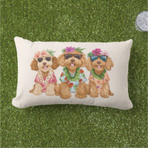 Perros Goldendoodle Hawaianos Lei de Flores
