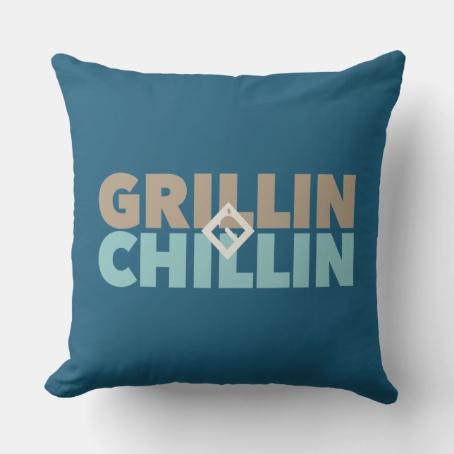 Cojín De Exterior Personalizada de Grillin' y Chillin (Anverso)