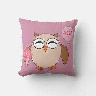 Cojín De Exterior Personalizado Age Birthday Owl Outdoor Pillow