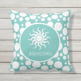 Cojín De Exterior Personalizado Beach Cottage Decor con nombre - Lan