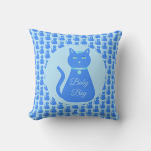 Cojín De Exterior Personalizado de gato de niño pequeño azul