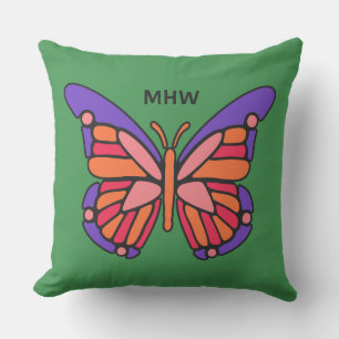 Cojín De Exterior Personalizado de mariposa estilizado monograma alm