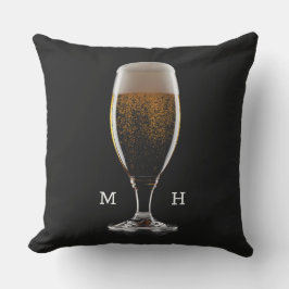 Cojín De Exterior Personalizado Monograma Vidrio de Cerveza