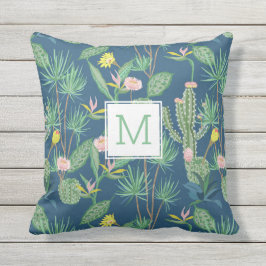 Cojín De Exterior Personalizado monogramo de cactus del desierto, fl