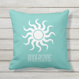 Cojín De Exterior Personalizar nombre Sol verano verde luz verde