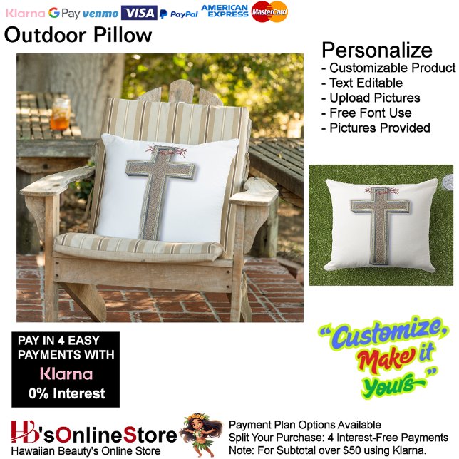 Cojín De Exterior Pilar al aire libre cruzado con fondo blanco (Cross Outdoor Throw Pillow with White Background.)